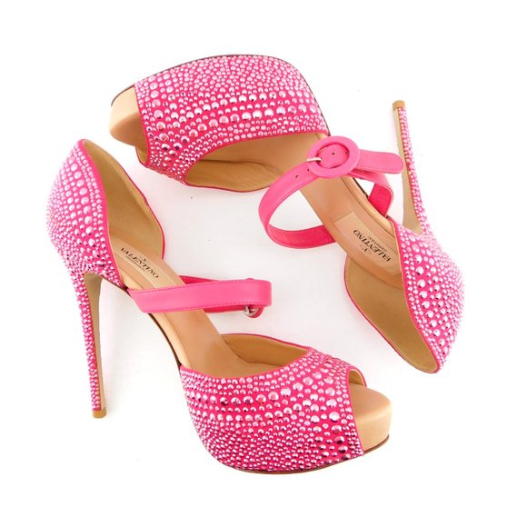 Unworn VALENTINO Pink Crystal Mary Jane Heel Pumps 36 - Picture 4 of 9